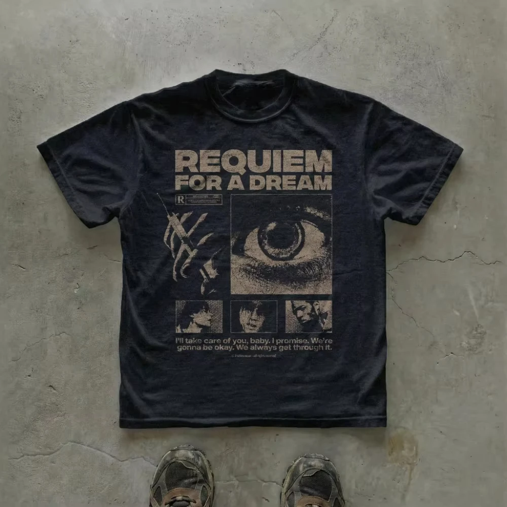 Requiem for A Dream Vintage Graphic Tee Noir Poster Aesthetics Cult Psychological Cinema Movie Poster Shirt Retro Movie T Shirt
