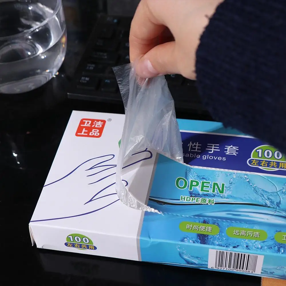 

100pcs/box Household Transparent Plastic Gloves Convenient Eco-friendly Disposable Gloves Multifunctional PE Gloves Hairdressing