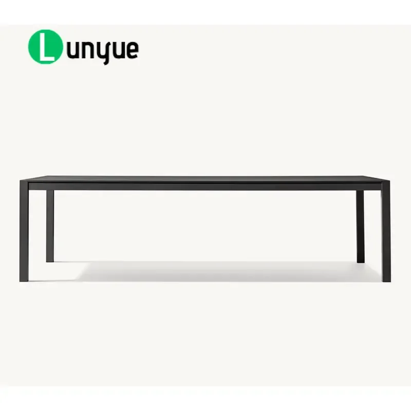 Modern Luxury Outdoor Dining Set Handmade Aluminum Rectangular Table All Weather Metal Furniture for Courtyard Garden Hotel