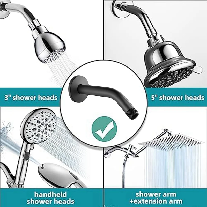 Extensão fixada na parede do braço do chuveiro, 6 ", tubulação fixada na parede, braço para a cabeça fixa