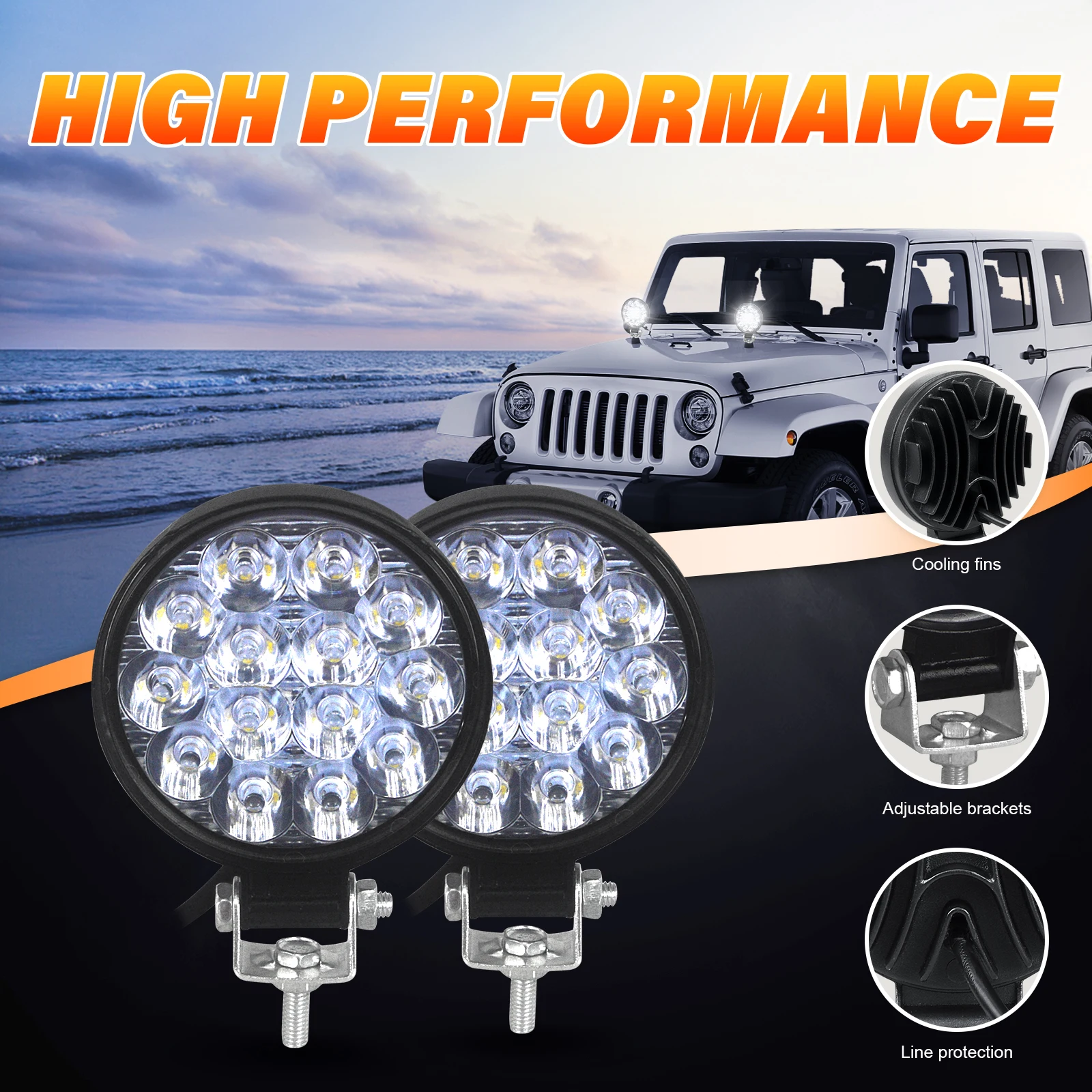 4/10 pz 4 pollici 42W Mini paraurti auto luci di lavoro a LED Combo LED fendinebbia luci di guida per Jeep fuoristrada 4x4 4WD Truck Pickup