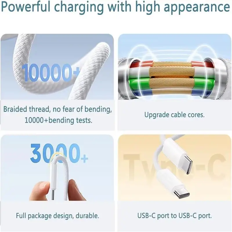 1PCS 240W PD USB-C to USB C Fast Charger Cable For Apple iPhone 17 Pro Max 18 16 15 Plus 14 13 12 11 X XS Type C Quick Charging