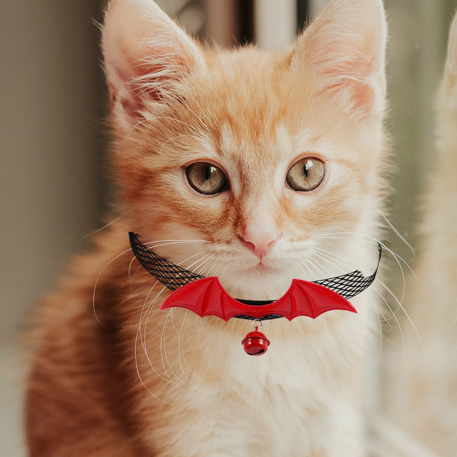 

2pcs Cat Collar with Bell Halloween Decor Small Cat Collars Cloth Choker Kitten Accessories Lightweight Safe Comfortable Pet