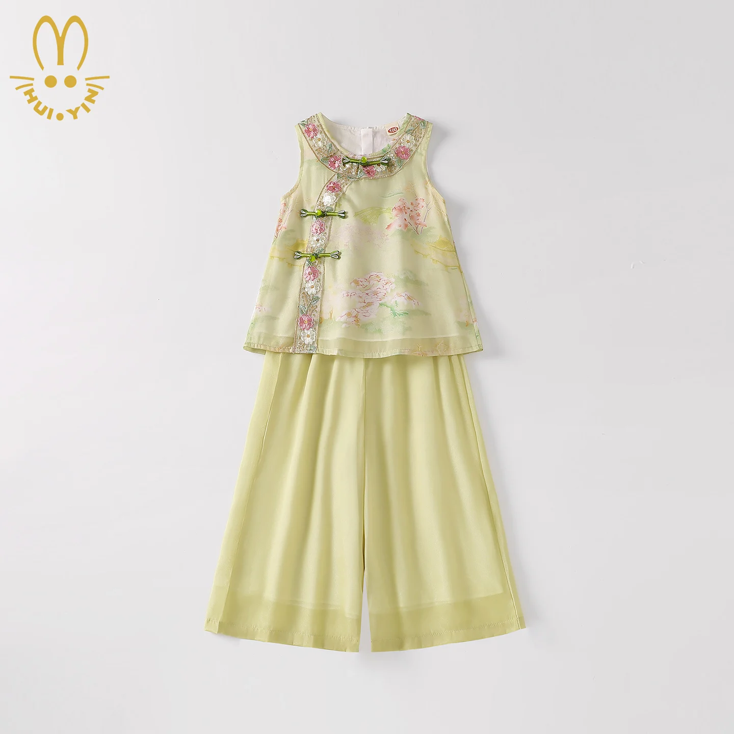Girls New Chinese Style Two-Piece Set Children's Ancient Costume Tang Suit Hanfu National Style Cheongsam Summer Wear