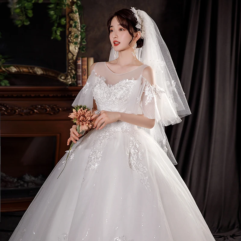Customized Wedding Dress Bride Ball Gowns Plus Size Lace Up Dresses Embroidery Vestidos De Novia