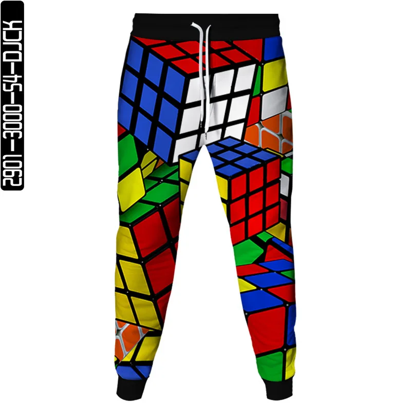 

Black White Vortex Lattice Magic Cube Print Men Jogging Pants Spring Autumn Women Outdoor Casual Trousers Fashion Sweatpants 6XL