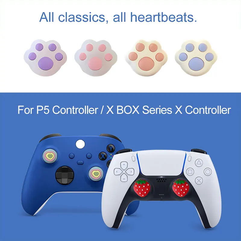 3D Cat Paw Soft Silicone Thumb Stick Grip Cap For Sony PS5 PS4 XBOX Switch Pro Gamesir Controller Joystick Cover Protector Case