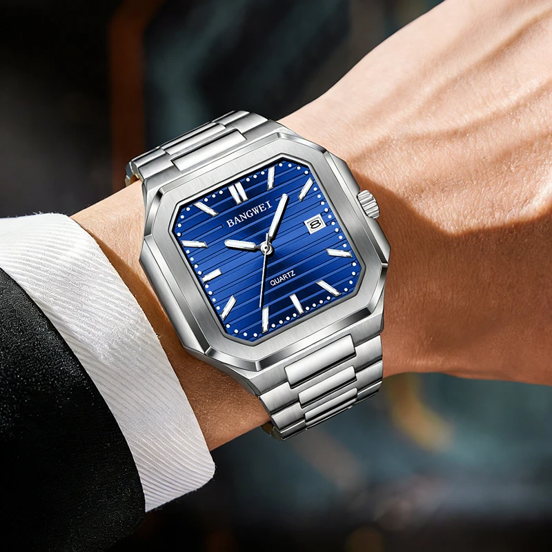 

Мужские наручные часы BANGWEI 2026 LIGE: Новая модная коллекция, люксовые кварцевые часы с люминесцентным циферблатом, водонепроницаемые, со стальным ремешком. Отличный подарок.