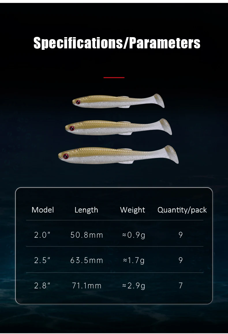 FISHANT Fat Real Fish T-Tail Soft Bait 2,0/2,5/2,8 Zoll schwimmender Köder für Wildfischen Wettkampffischen Mandarinenfisch Bass – Detail 3