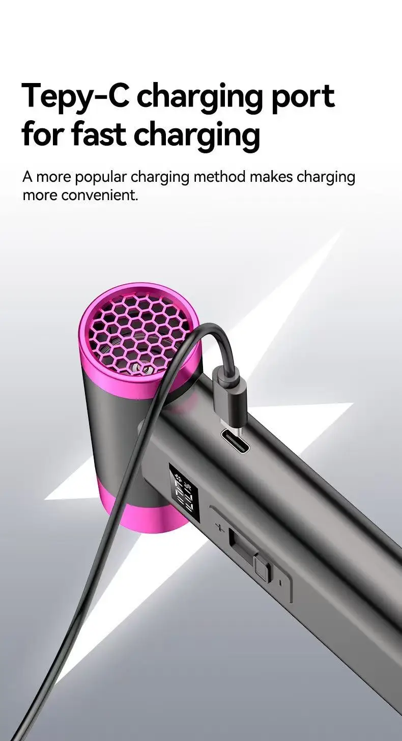 Tragbarer kabelloser Haartrockner, multifunktionaler Luftstaubsauger, für Reisen, USB wiederaufladbar 110000 RPM Hochgeschwindigkeits-Föhn nur kalter Wind