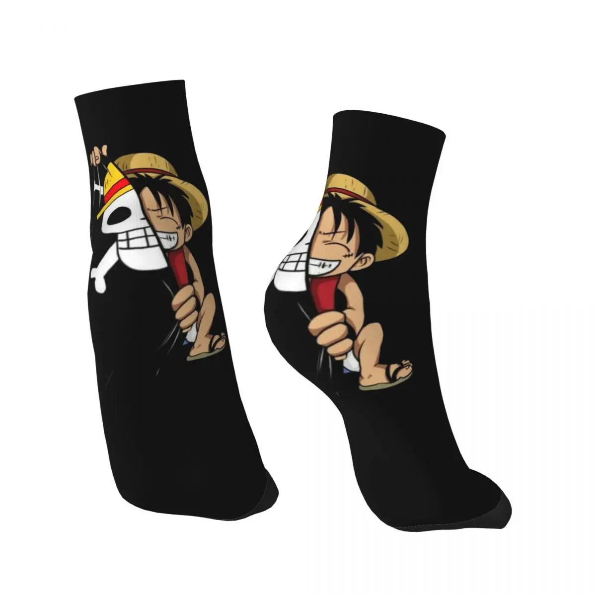 Cute One Pieces Cute Luffy Socks Women Men Warm 3D Printing Straw Hat Pirates Sports Football Socks