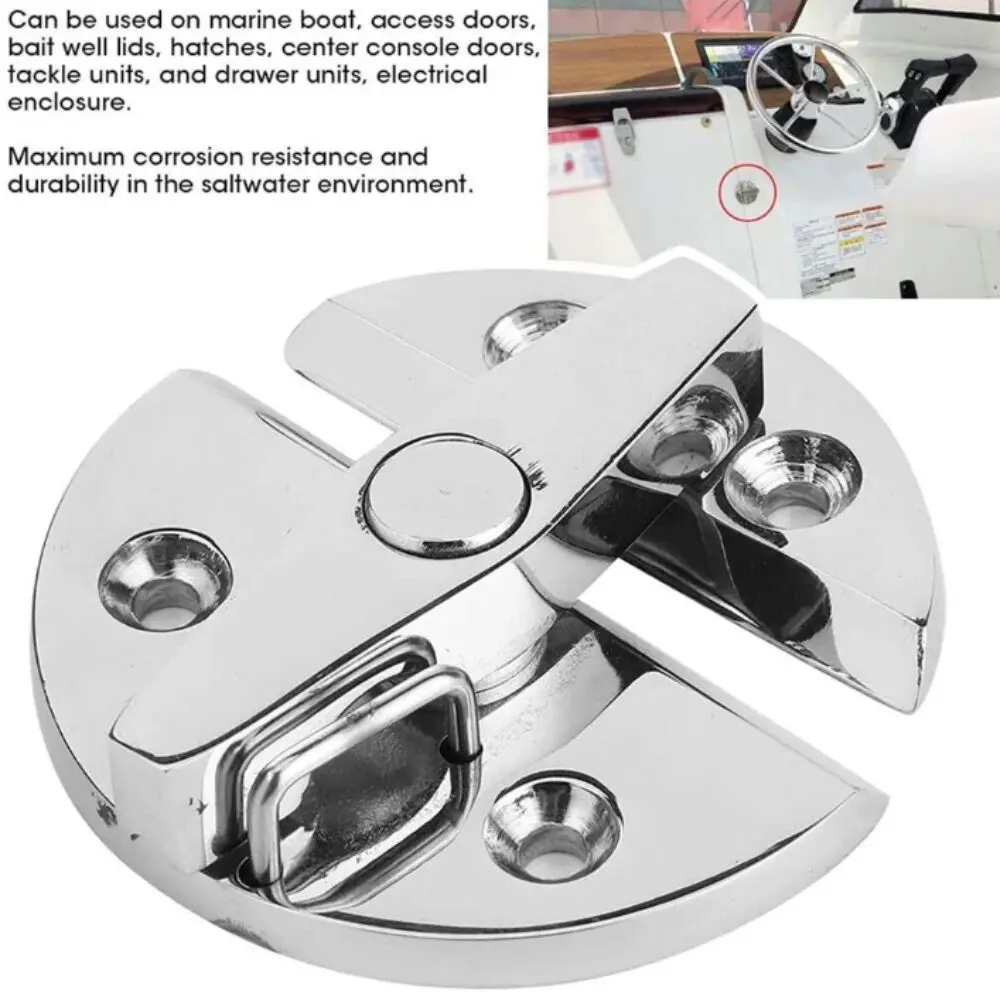316 Stainless Steel Marine Cabinet Lock 180 Degree Rotation Round Shape Boat Hardware Accessories Durable Hardware