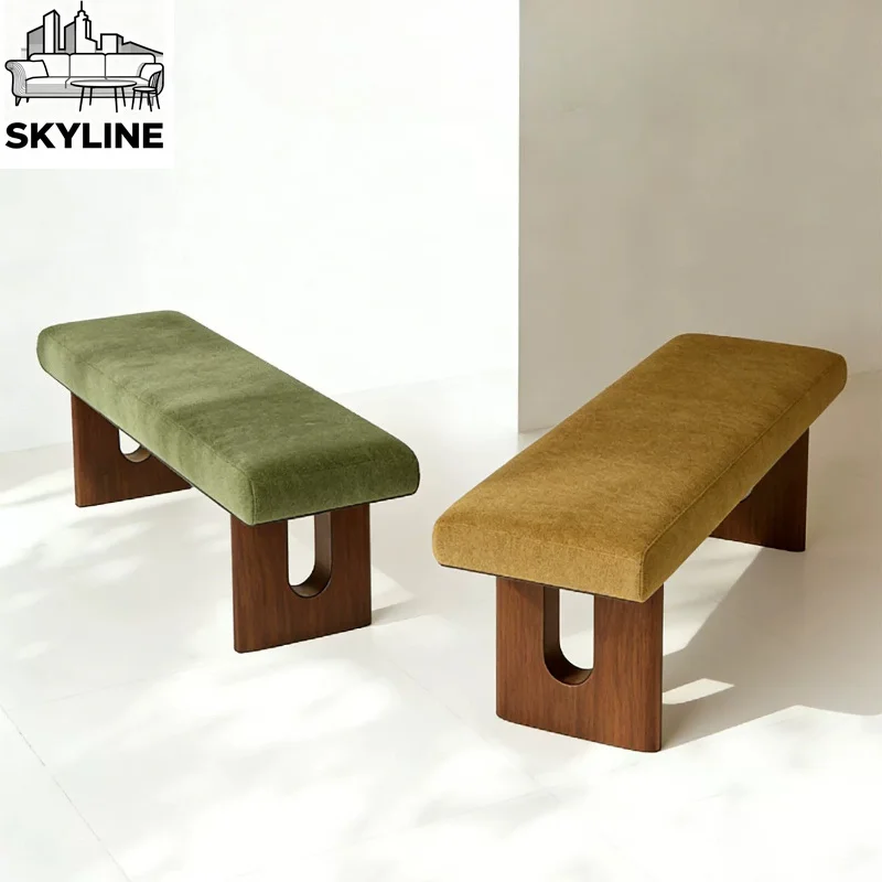 Solid Wood Minimalist Italian Leisure Bench, All-match Shoe & Bedside Stool for Household Indoor Layout