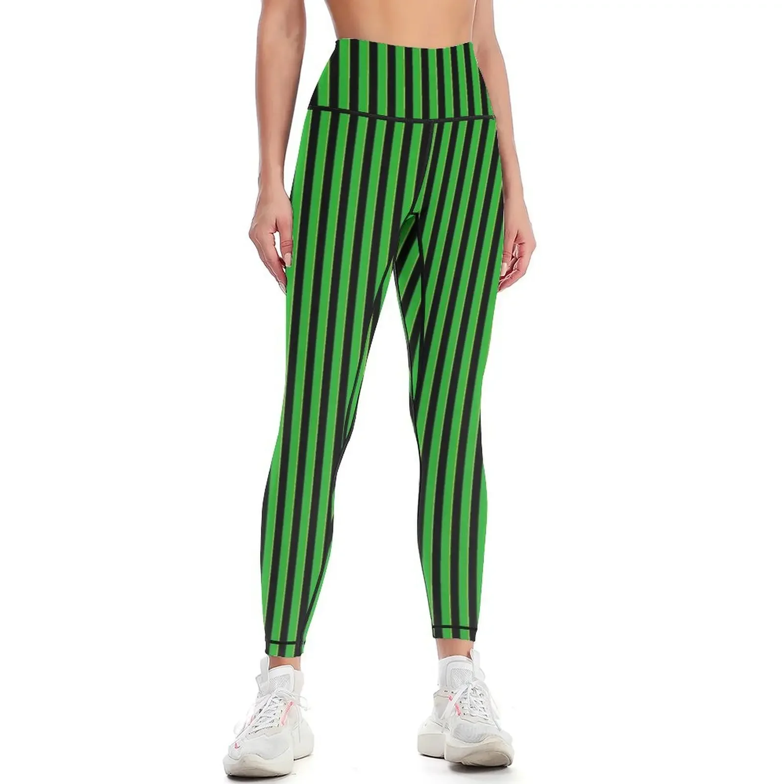

Vertical Stripes Green Black and Yellow Leggings jogging pants Legging sexy woman Sports pants woman Womens Leggings
