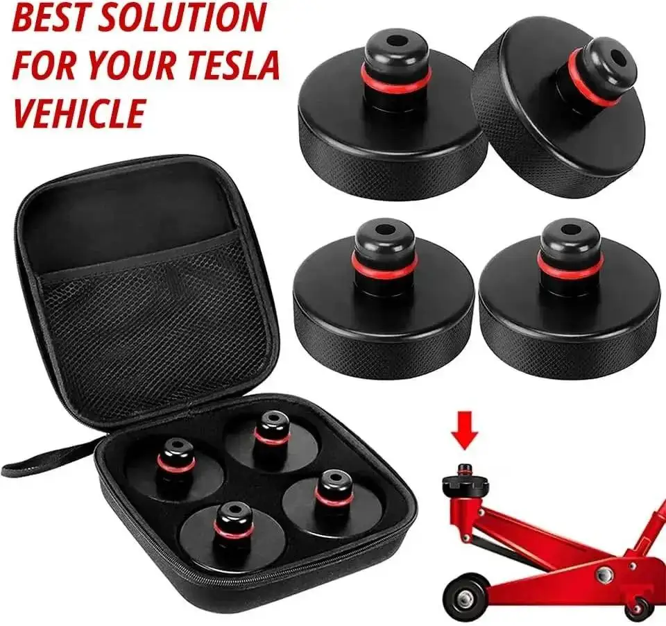

4Pcs Car Rubber Lifting Jack Pad Adapter Tool Chassis W/ Storage Case Suitable For Tesla Model 3 Model S Model X Car Accessories