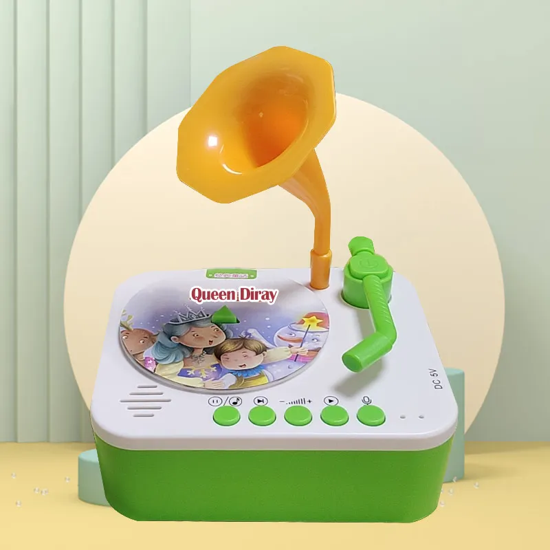 子供蓄音機子供用音楽プレーヤー、96の物語、音楽レコード、2〜6歳の子供の教育玩具に適しています
