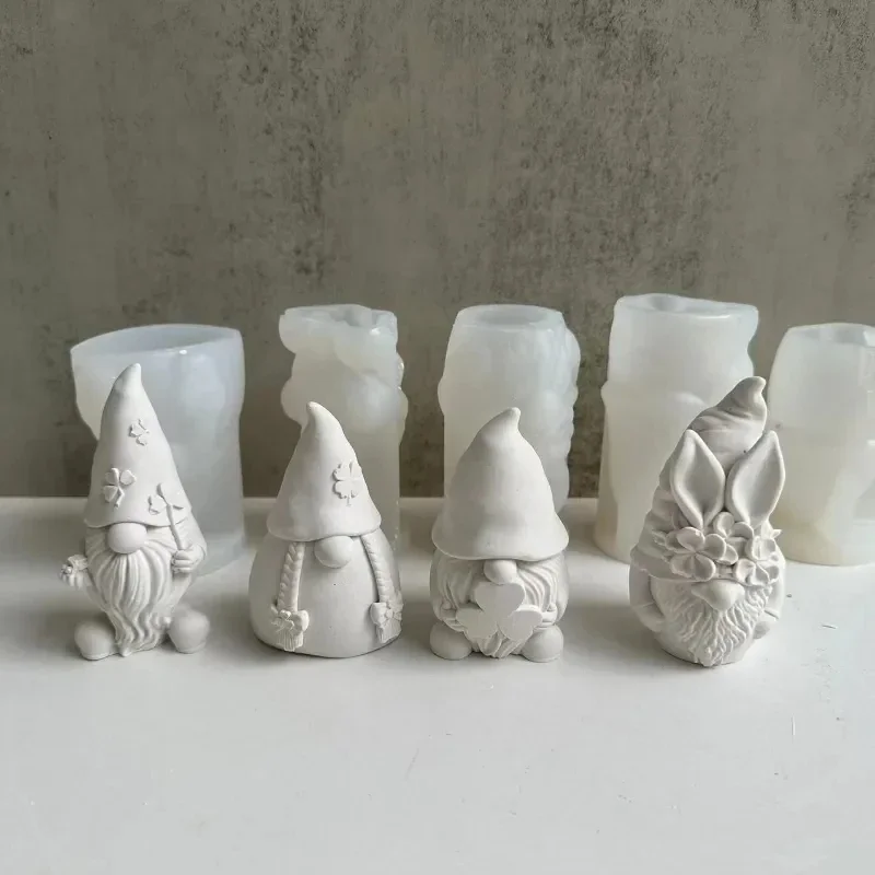 Faceless Dwarf Aromatherapy Candle Silicone Mold Faceless Hatted Old Man Plaster Pendant Mold Candle Making Silicone Mold