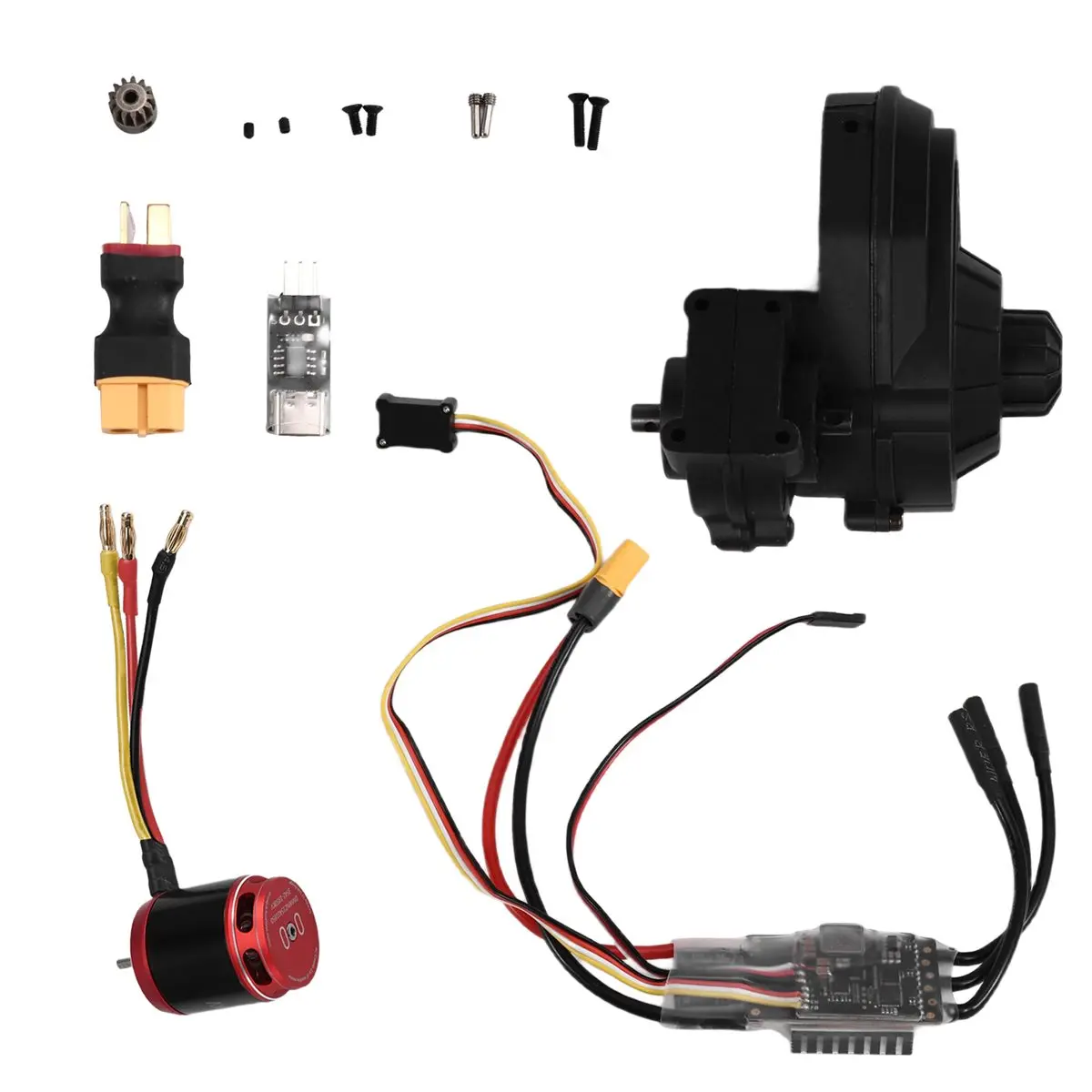 plplp 3542 Outrunner Brushless Motor AM32 Programming 80A ESC with Black Gearbox for 1/10 RC Crawler Car SCX10 TRX4 TRX6,B