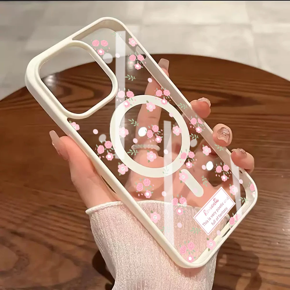 Floral Aesthetics Transparente Hülle für Magsafe iPhone 16 Pro Max 17 15 14 11 13 12 ProMax Plus Hüllen Drop Wireless Charging TPU Fundas – Detail 10