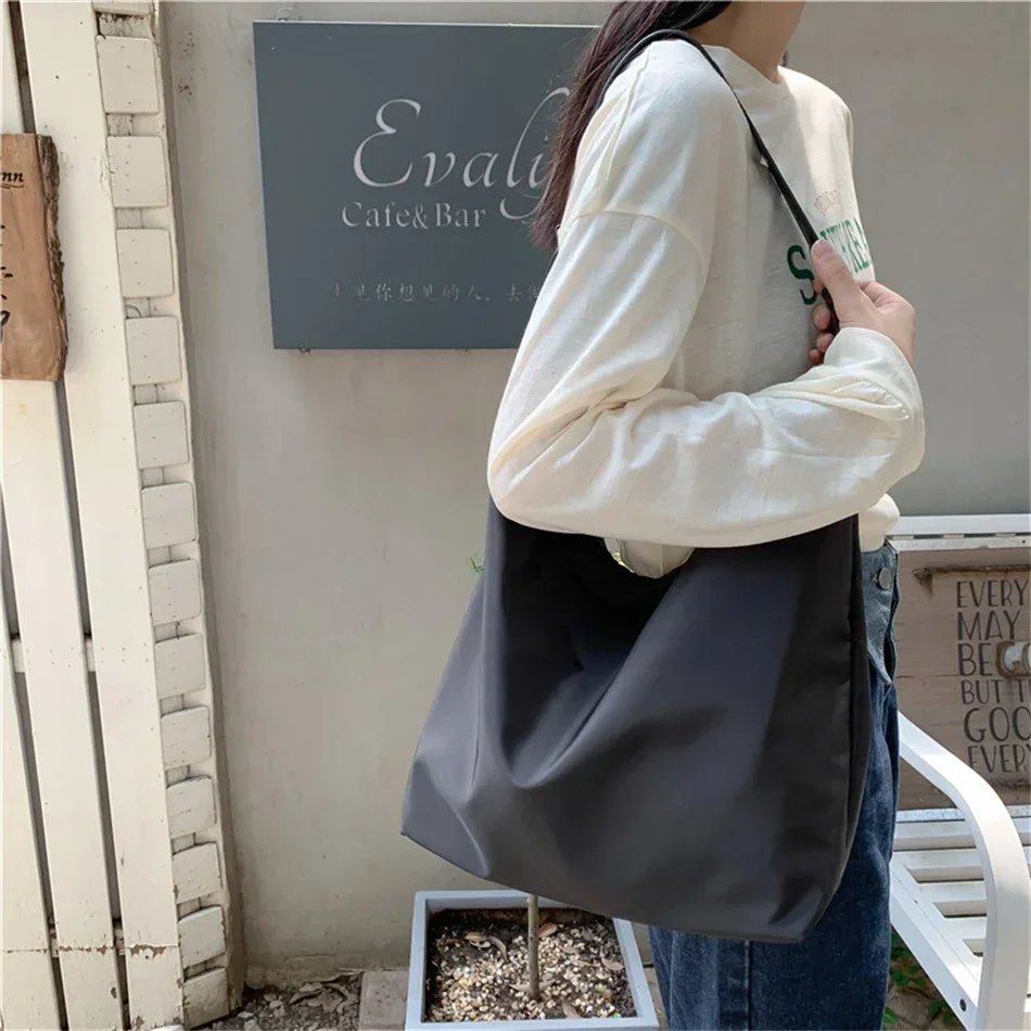 Ladies Nylon Shoulder Bag INS Women Large Capacity Shopper Tote Handbag Casual Korean Female Shopping Messenger Neutral  Sac