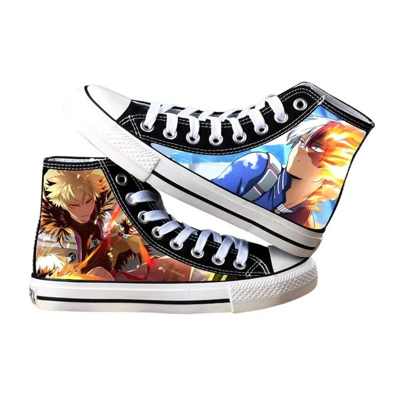 Fashion Shoes Boku No My Hero Academia Midoriya Izuku Deku Bakugou Katsuki Todoroki Shoto Cosplay Printed High Top Canvas Shoes