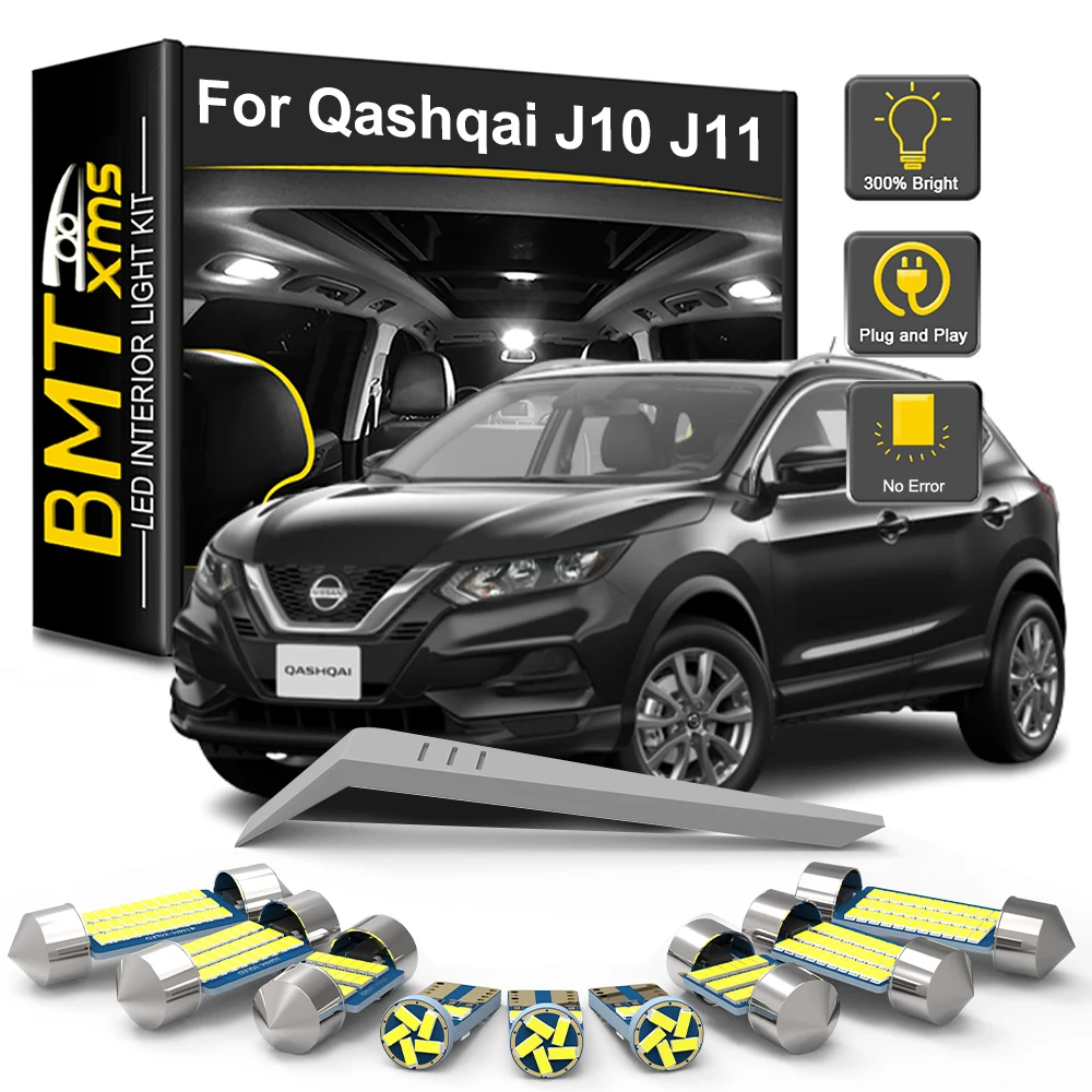 BMTxms 5/10/15Pcs Canbus Car LED Interior Light Bulb Kit For Nissan Qashqai J10 J11 2007-2018 2019 2020 Lights Lamp Accessories