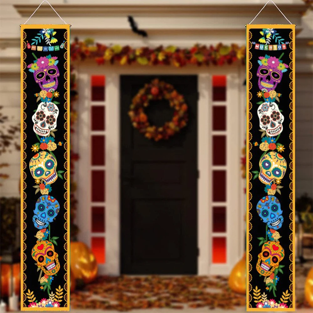 Zombie Spookys Porch Banners Sign Themed Party Retro Hanging Sign For Garden Wall Outside