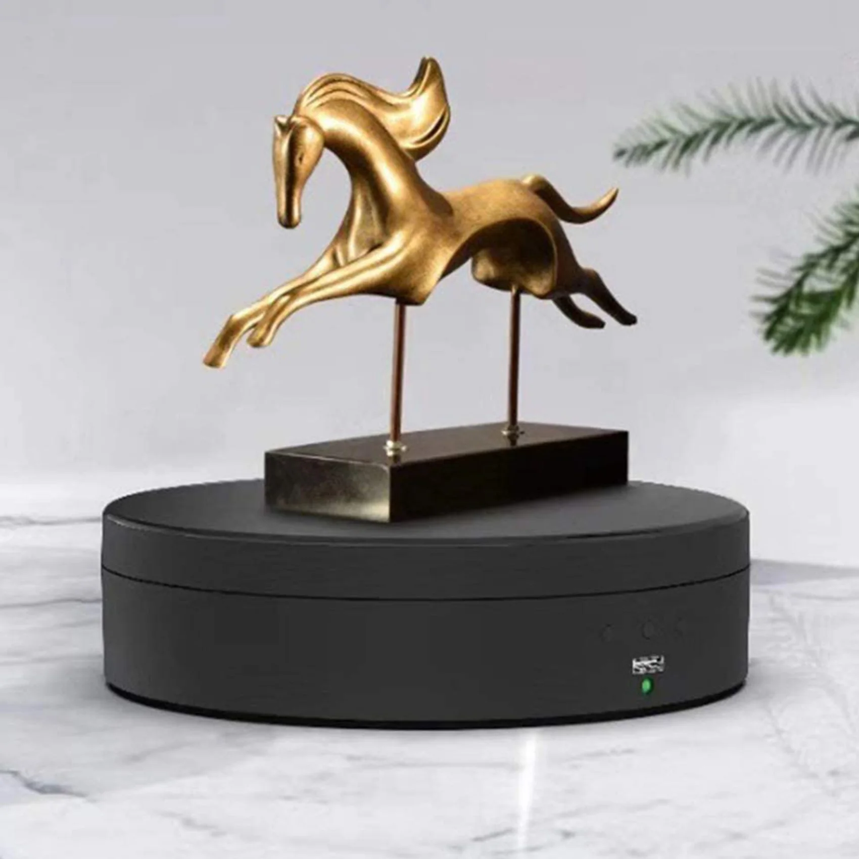 2X Black Rechargeable Turntable Display Stand, 360 Degree Rotation Speed/Angle Adjustable