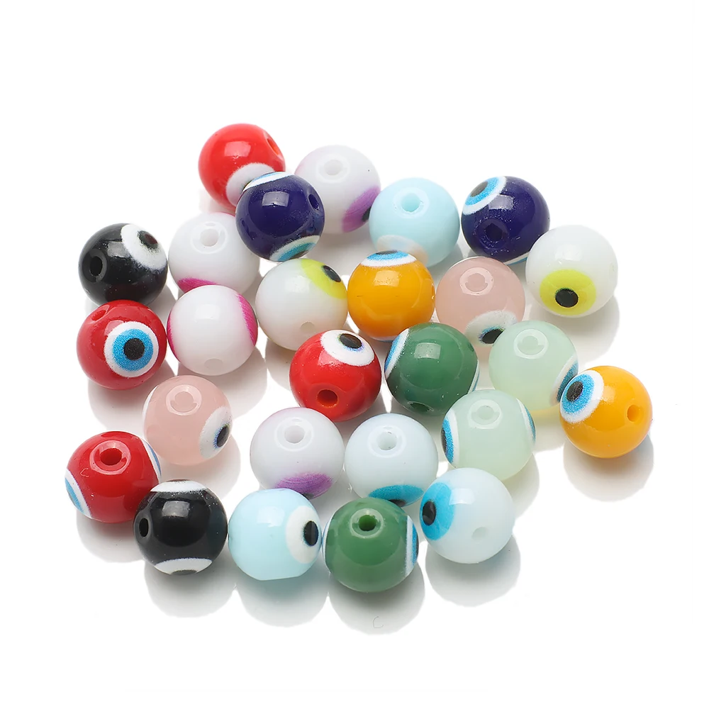 45 قطعة 8 مللي متر الملونة كريستال عين الشر الخرز شكل دائري فضفاض Lampwork الزجاج المزجج الخرز ل قلادة سوار DIY بها بنفسك صنع المجوهرات