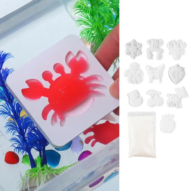 Conjunto de animais aquáticos, kit de brinquedos artesanais, kit de gel de fada aquática, kit de artesanato criativo com 10 moldes 3d, brinquedos de massa de animais para crianças