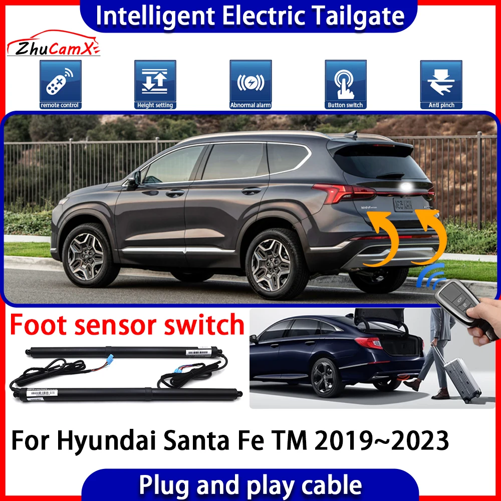 ZhuCamX Car Automatic Lifting kit Opening Trunk Intelligent Electric Tail Gate Lift Tailgate For Hyundai Santa Fe TM 2019~2023