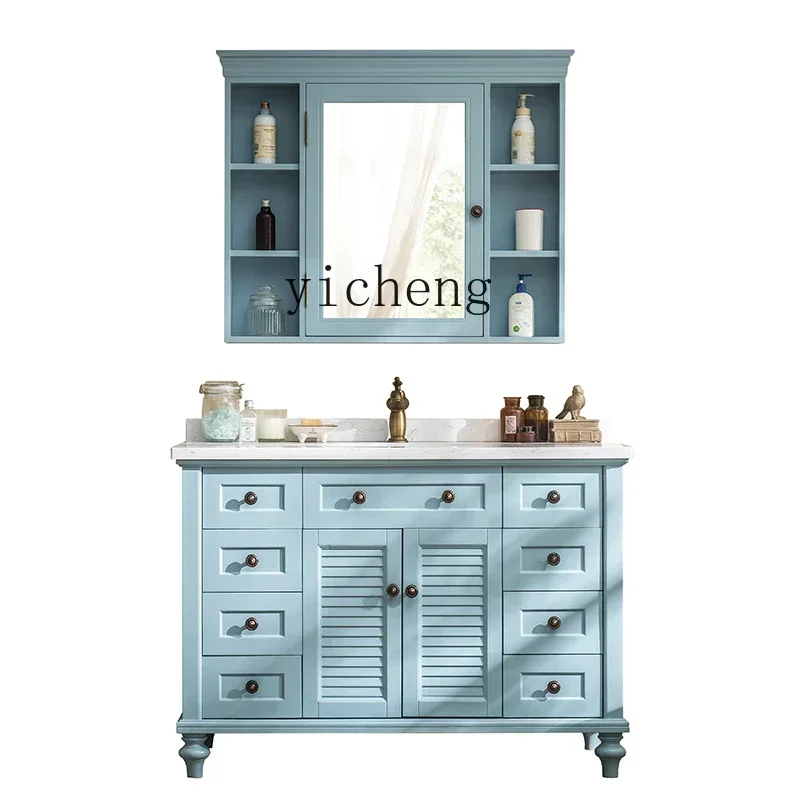 LYY Oak Bathroom Cabinet Combination Floor-Standing Washbasin Wash Basin Solid Wood Washstand