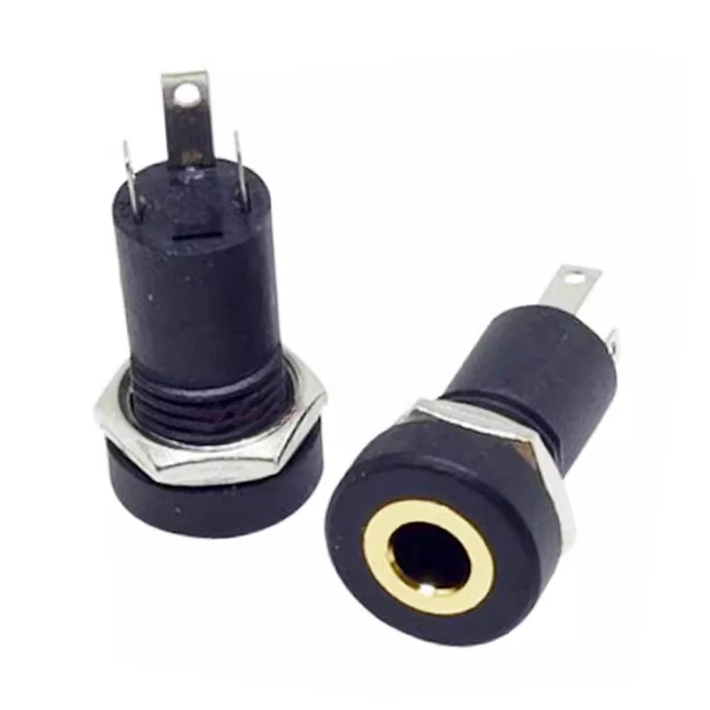 Headphone jack PJ392A PJ391 3.5MM Audio Video Socket Stereo with Nut Internal Thread 3PIN 4PIN Plug with Wire