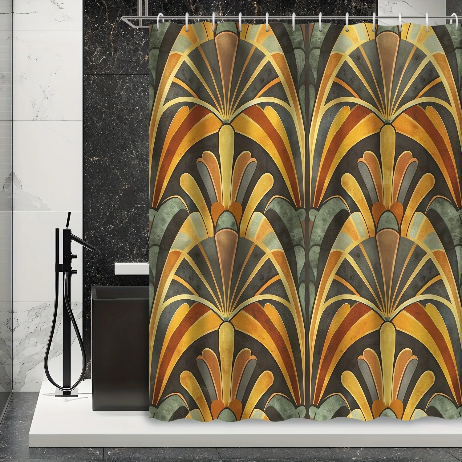 

Богемная арочная занавеска для душа с геометрическими полосками, моющаяся грязеотталкивающая насадка для душа, водонепроницаемая полиэстеровая занавеска для ванны