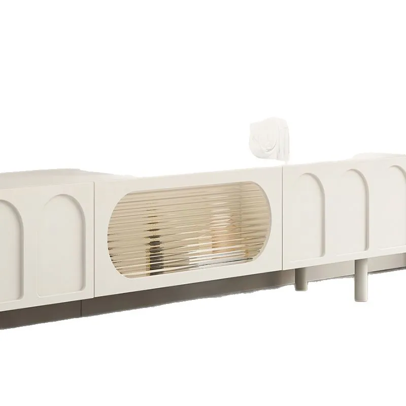 

French cream wind TV cabinet coffee table TV cabinet combined with one floor living room storage