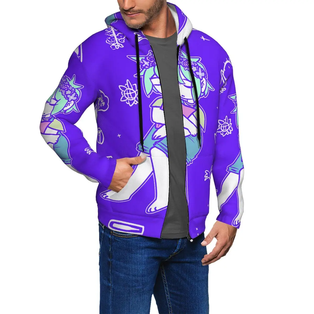 Basil Nap Omori Game Zipper Hoodies Harajuku Pullover Autumn Winter Men's Women's Sweatshirts Long Sleeve Tops