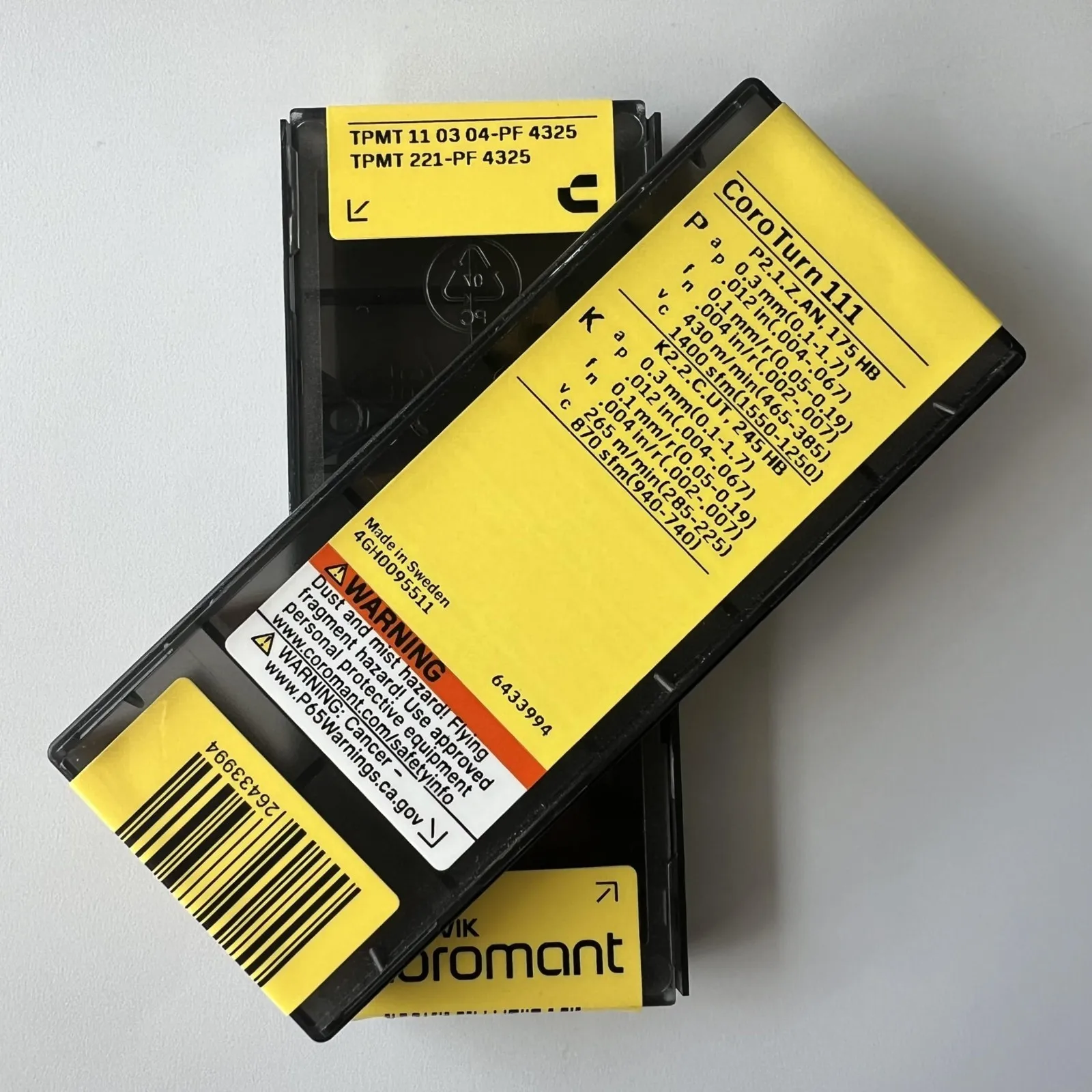 

SANDVIK / TPMT110304-PF 4325 / Оригинальное шведское лезвие из твердого сплава, 10 шт.