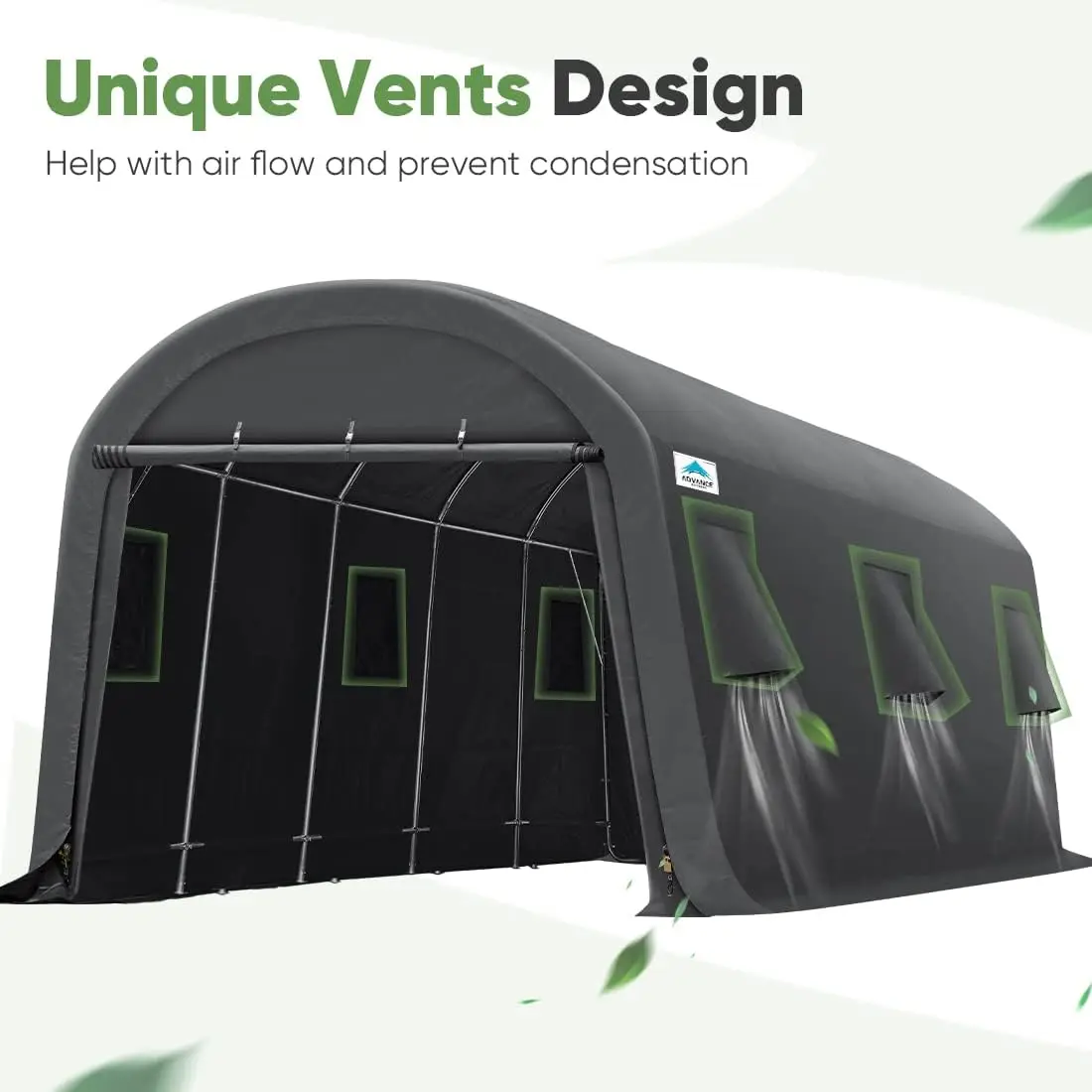 Space Garage Tent Carports with 2 Roll up Doors & Vents Outdoor Portable Storage Shelter for Vehicle Truck Boat Anti-UV Snow