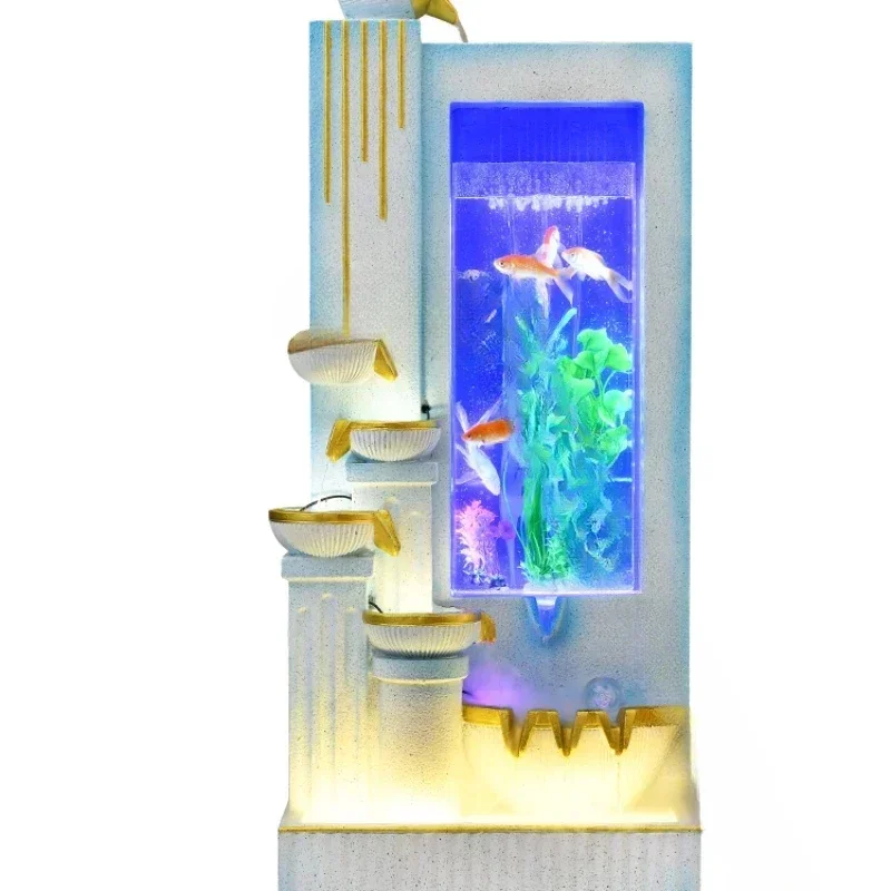 

YY Living Room Water Fountain European Style Ornaments Front Desk Fish Tank Fortune Water Curtain Wall Floor