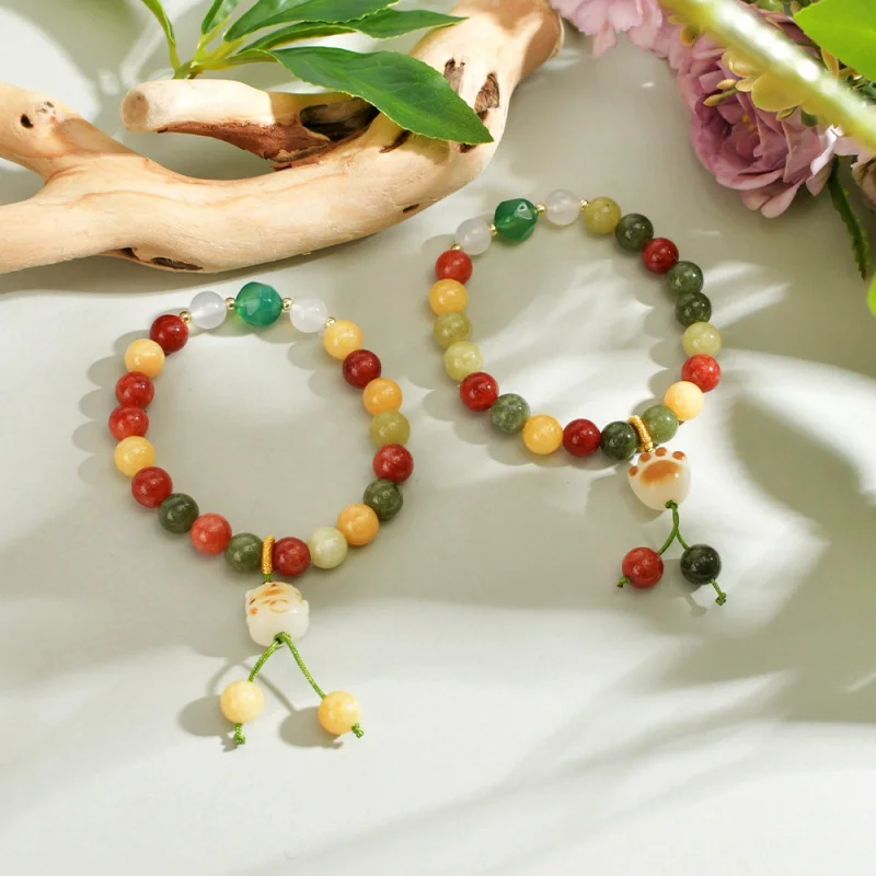 Original Popular Three-Color Jade Bodhi Candy-Colored Bracelet Women's Handmade High-Grade Bracelet Yiwu Small Commodity