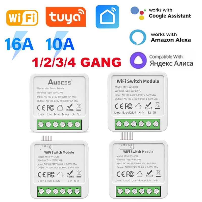 Tuya WiFi 1/2/3/4 gang Smart Switch Module with Dual Way Control Smart Life Smart Home Work with Alexa Google home Yandex Alice