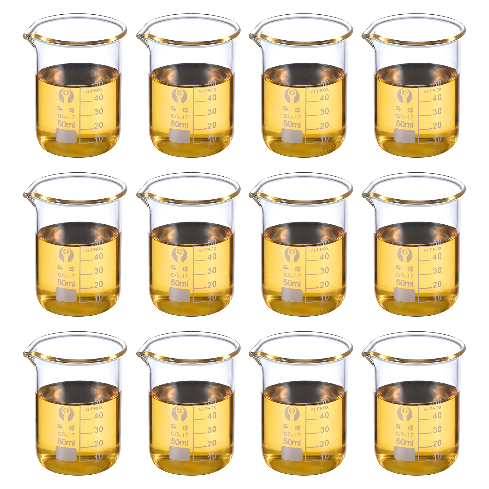 2/6/12Pcs 3.3 Borosilicate Glass Beakers Graduated Printed Scale Measuring Cups with Spout 50-2000ml Low Form Laboratory Beaker
