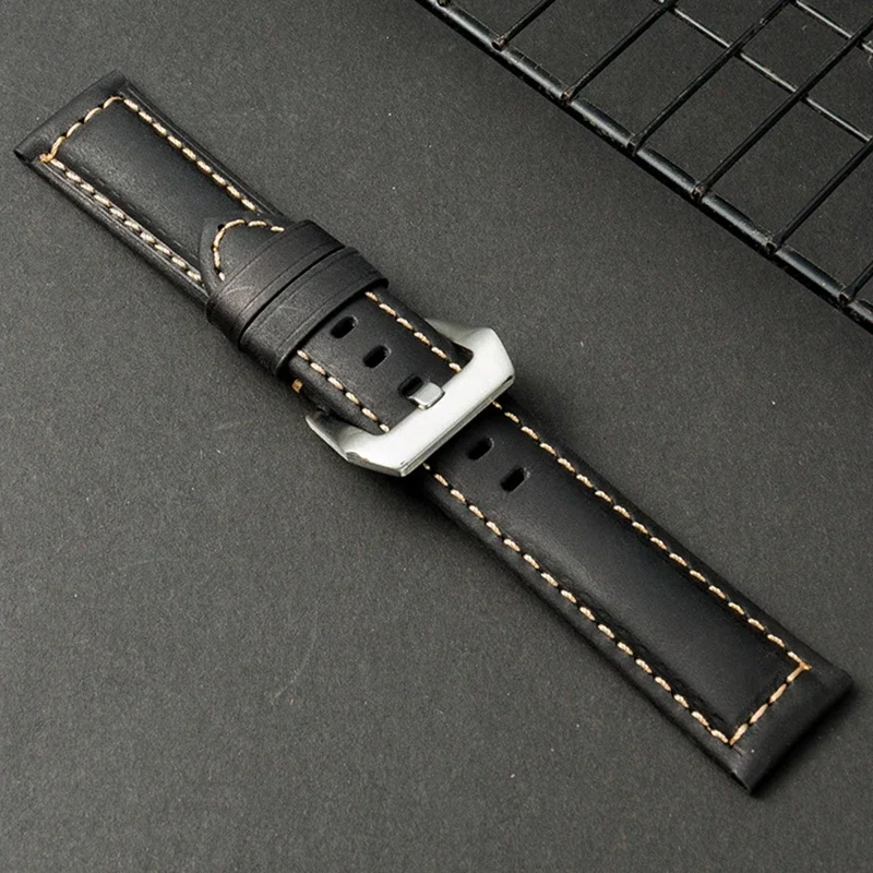 Crazy Horse-pulsera Universal de piel de vaca para hombre y mujer, correa de reloj de cuero genuino de 20mm, 22mm, 24mm y 26mm