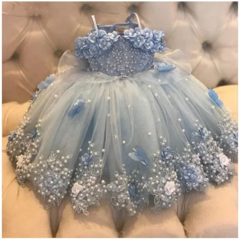 Flower Girl Dresses Sleeveless Floor-Length Ball Gown Wedding Bridesmaid Evening Prom Princess Pageant Dress for Girls 1-14