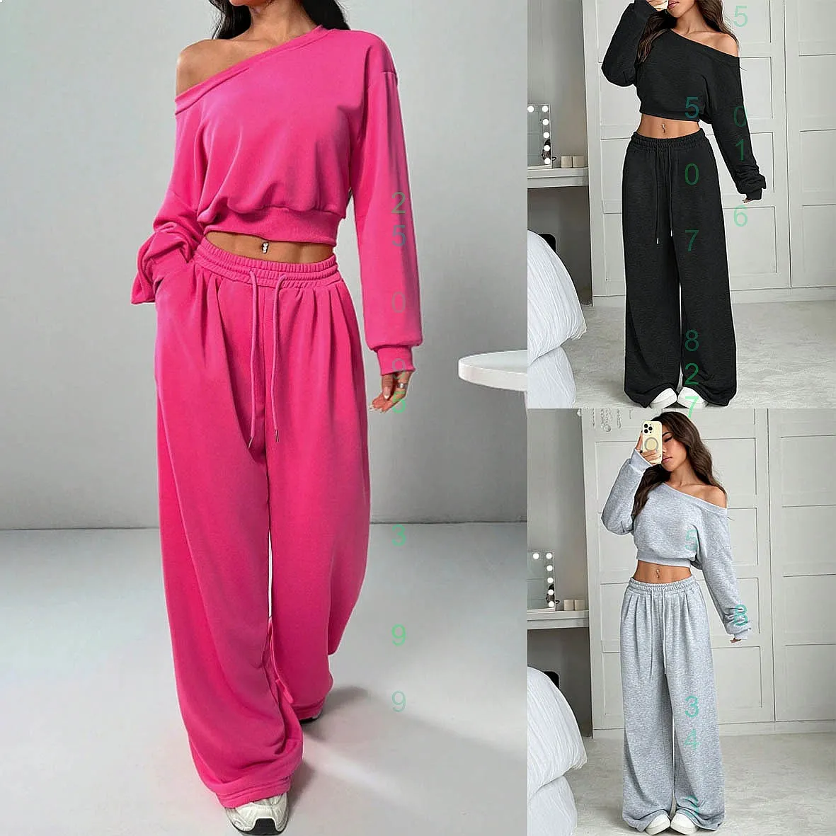 

Spring Summer Casual Knit Sets for Women Off Shoulder Hoodie Jumpsuit Matching Set Loose Short Sleeve