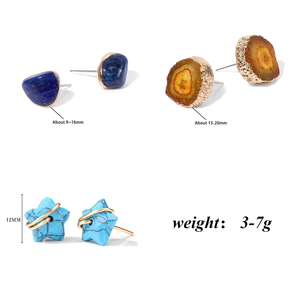 Vintage Quartzs Ohr Studs Natürliche Stein Tiger Auge Howlith Perlen Ohrringe Hochzeit Party Mini Ohrring Stud für Frauen Mädchen Schmuck