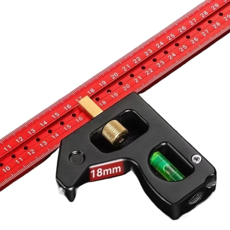 

90 ° &45 ° Многофункциональная квадратная линейка для деревообработки из нержавеющей стали, усиленная, передвижная, для разметки в столярных работах