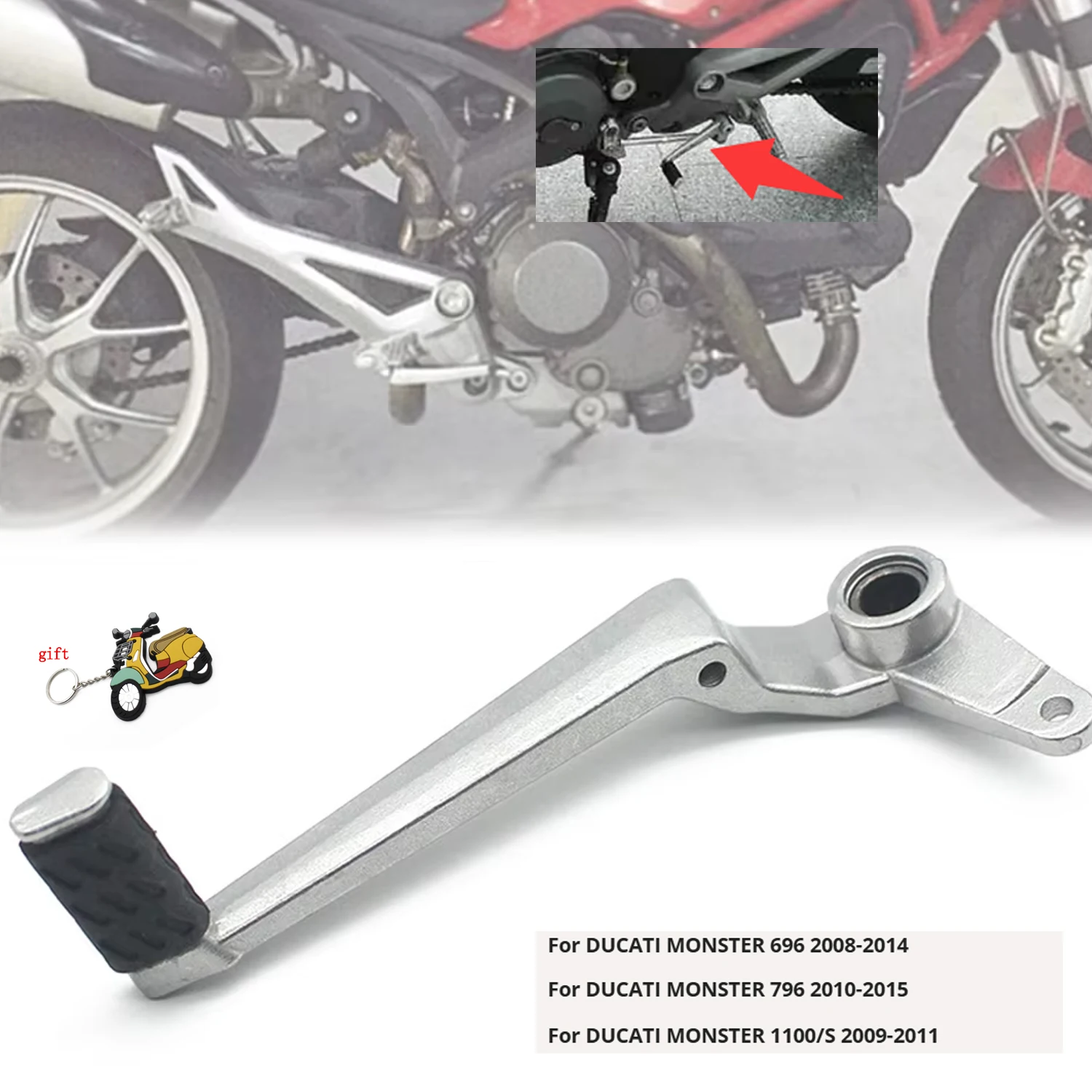 Motorcycle Rear Shift Brake Lever Rear Foot Brake Rest Pedal Rod For Ducati Monster 696 796 1100 S 2010 2011 2012 Accessories