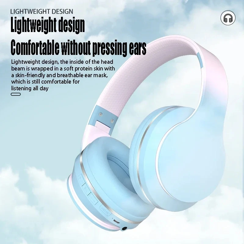 Gradient Headset Wireless BT 5.1 Headphones With Mic Headsets Stereo Sound Earphones Sports Gaming Headphones Supports TF