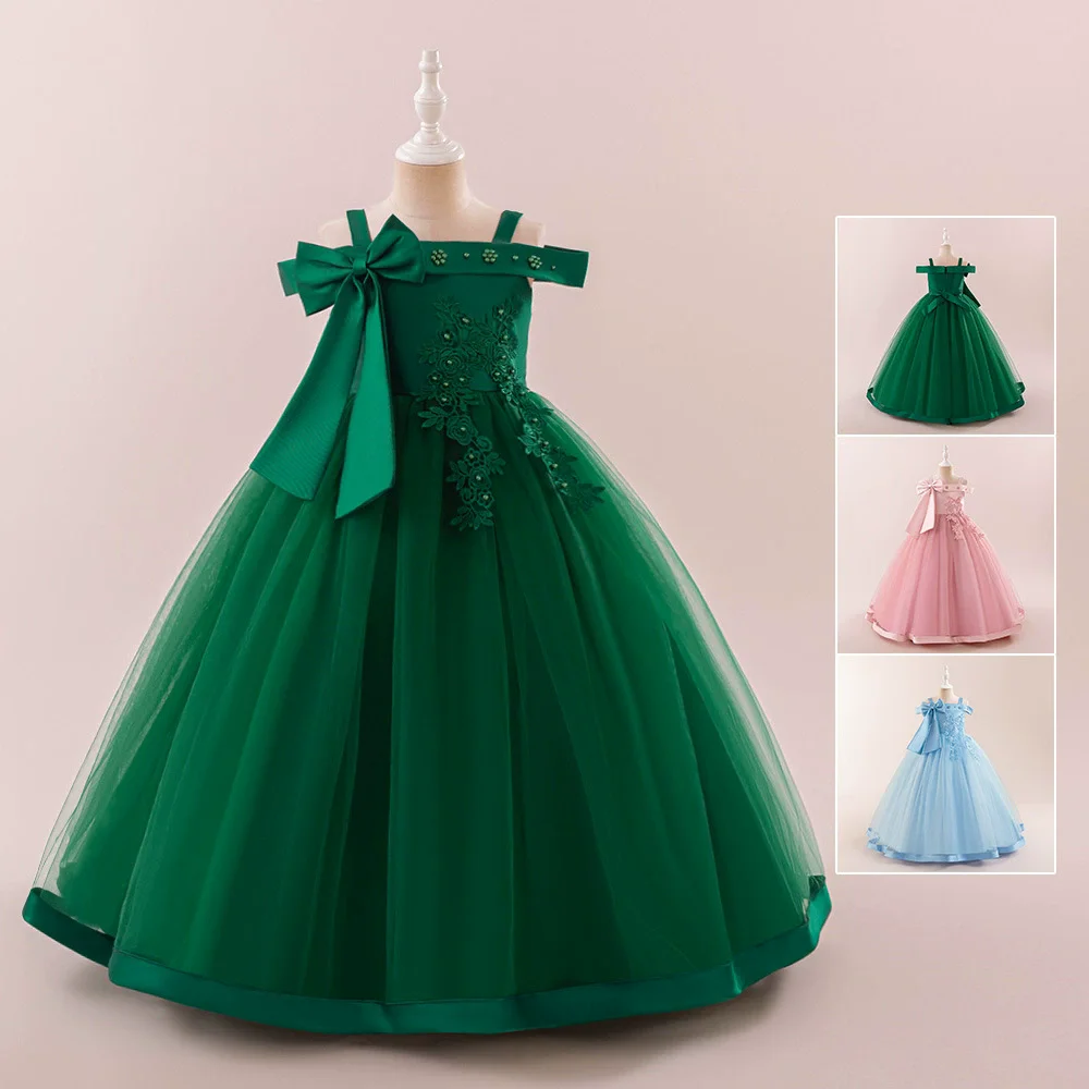 Fashion Girls Dresses for Party and Wedding Lace Sleeveless Flower Girl Dresses for Weddings Summer Girl Evening Gown 7-12 Years